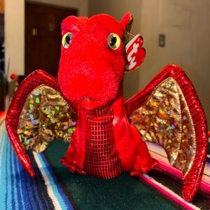 Ty Classic Fossils Red Dragon 17” Vintage Plush w Tags 1999